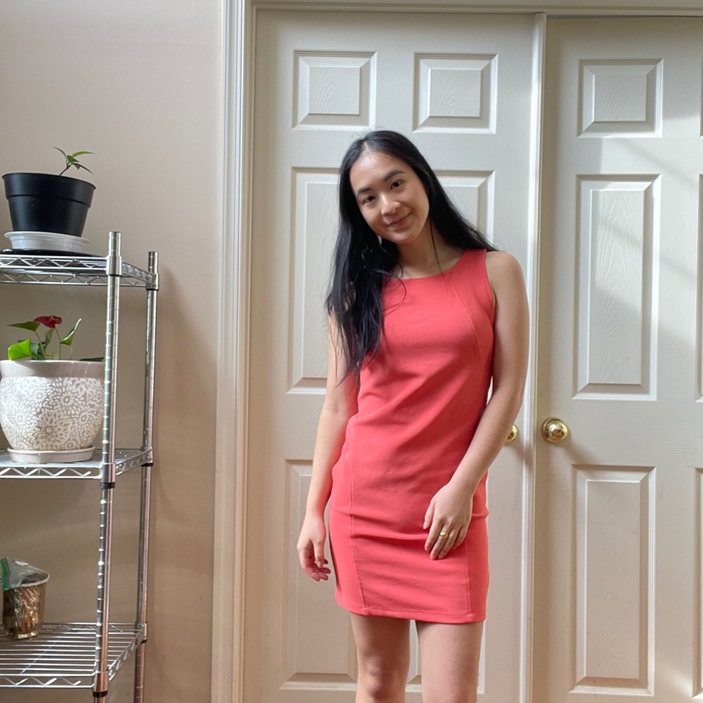 Orange Stretch-Fit Bodycon Dress